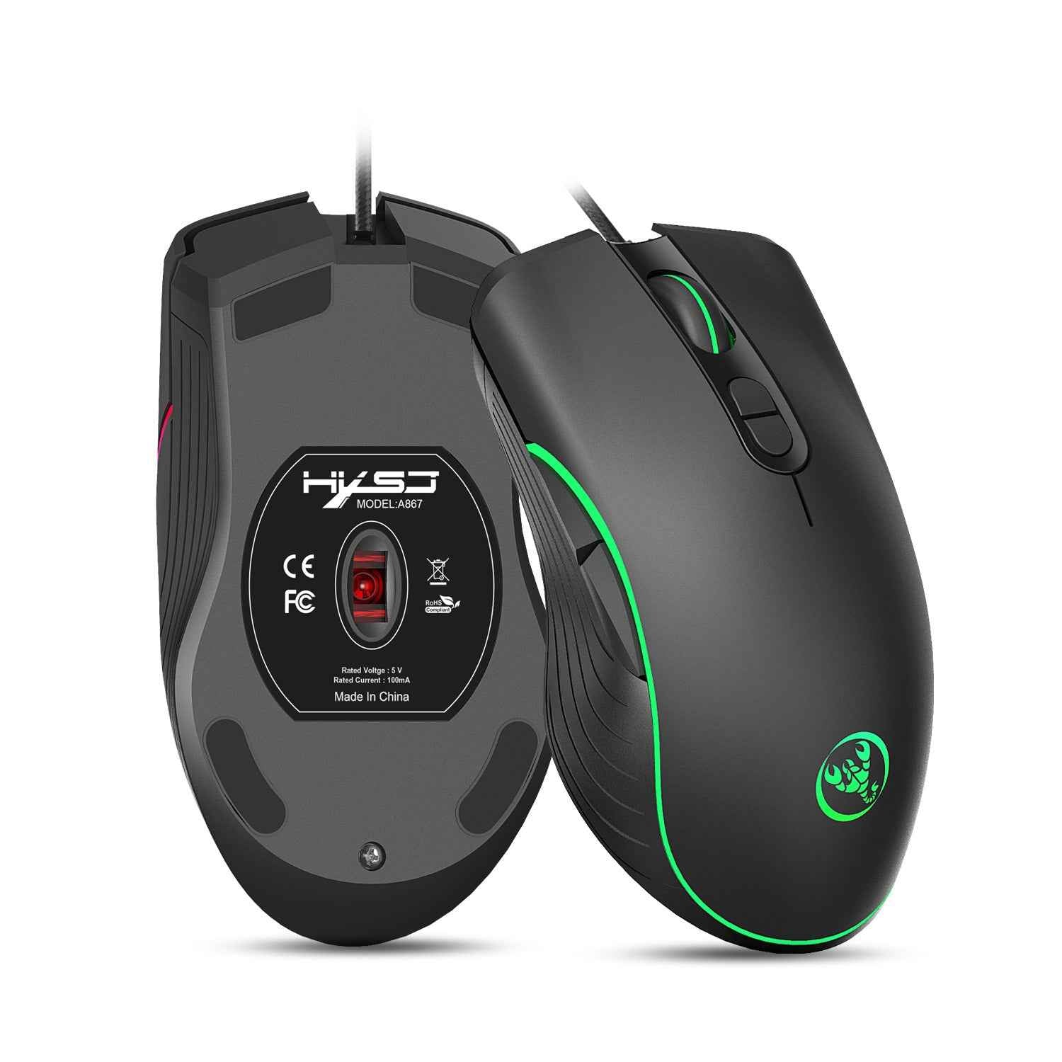 Ultra-Light Gaming Mouse – Glowing Wired - close-up detail view