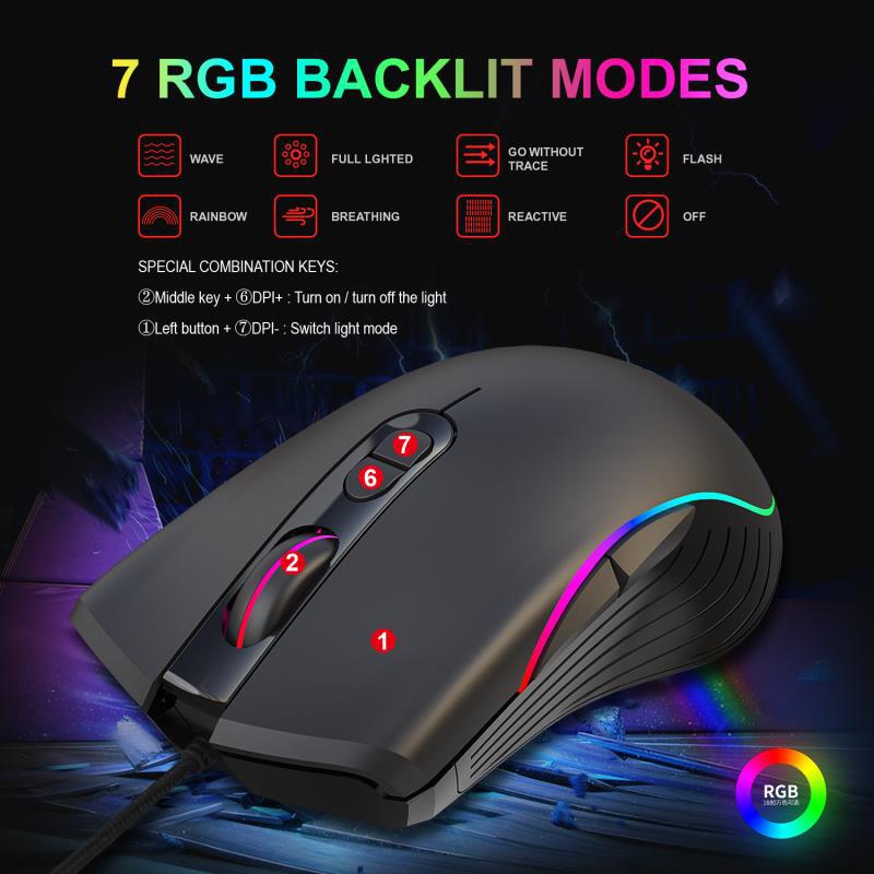 Ultra-Light Gaming Mouse – Glowing Wired - size comparison
