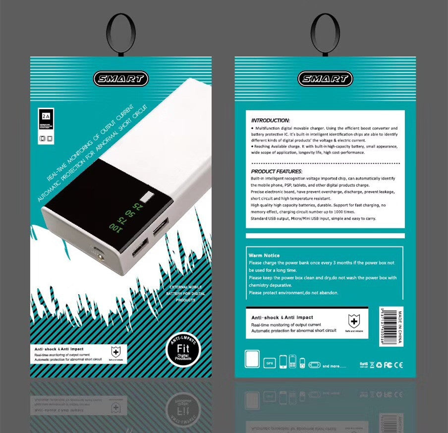 20000mah Fast Charging Portable Power Bank – 20000mah Power Bank - back panel view