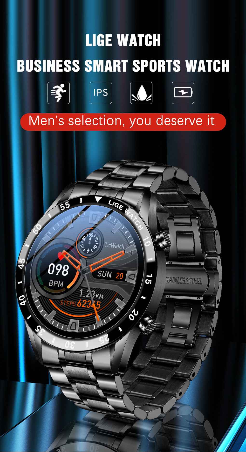 Premium Smart Watch – Waterproof Liges Upgrade - close-up detail view