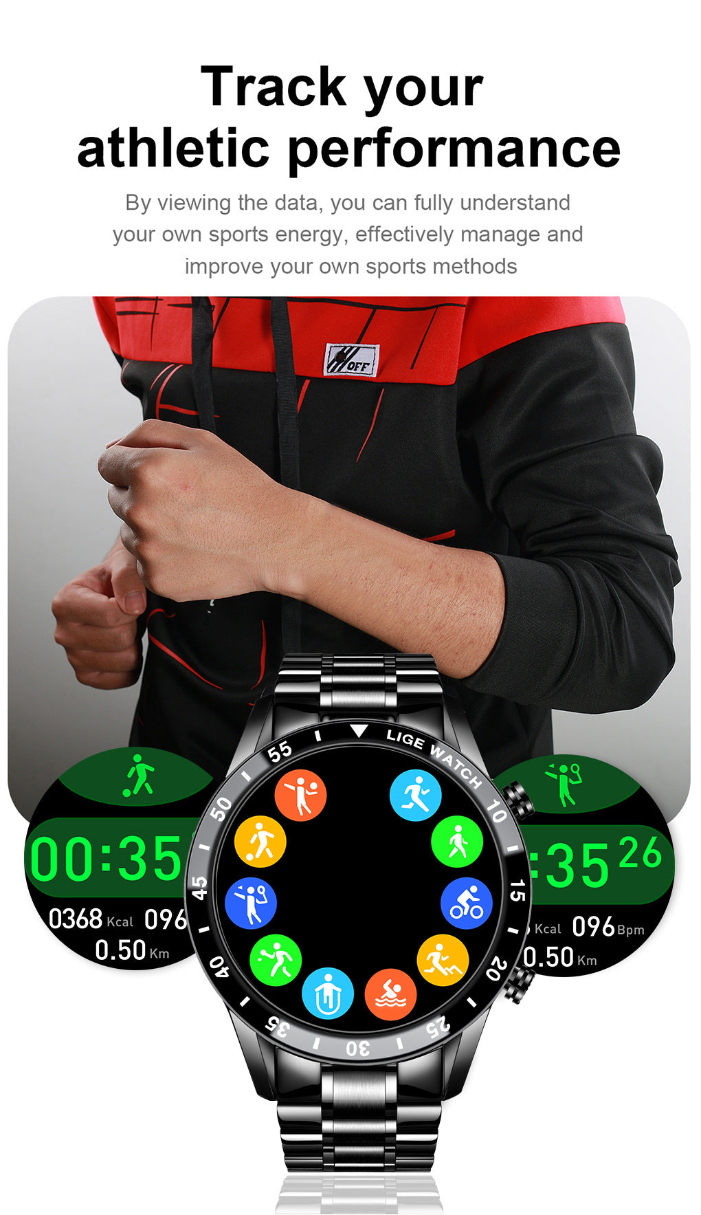 Premium Smart Watch – Waterproof Liges Upgrade - back panel view