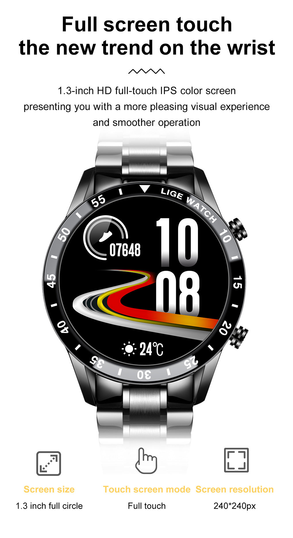 Premium Smart Watch – Waterproof Liges Upgrade - size comparison