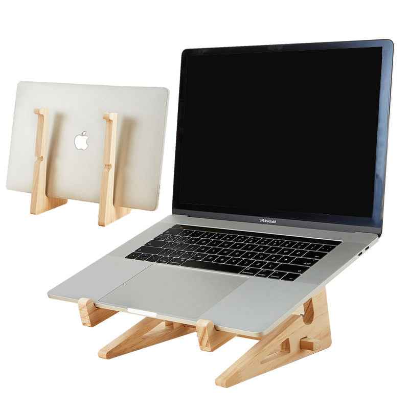 Ergonomic Laptop Stand – Wooden - side angle view