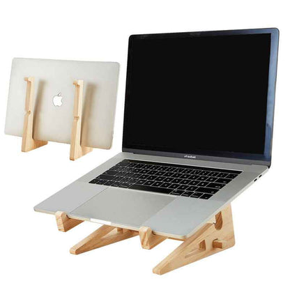 Ergonomic Laptop Stand – Wooden - side angle view