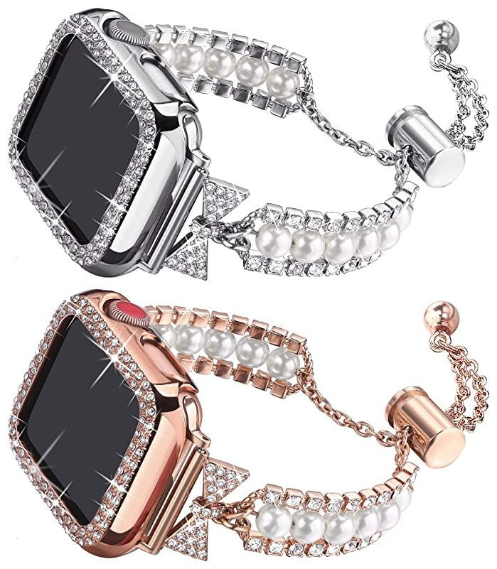 Waterproof Smart Watch – Pearl Bracelet Band - back panel view