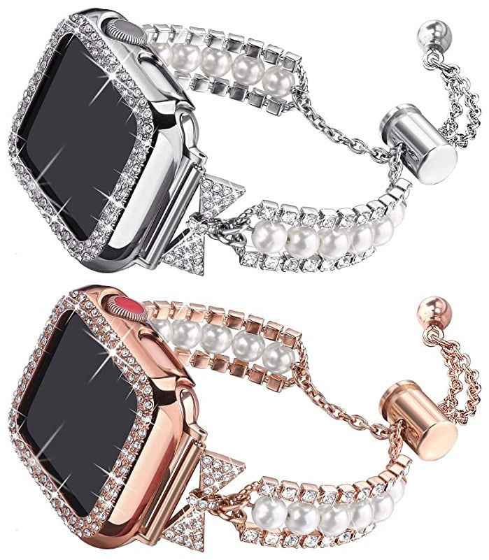 Waterproof Smart Watch – Pearl Bracelet Band - close-up detail view