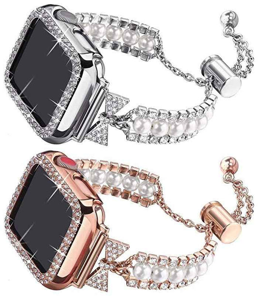 Waterproof Smart Watch – Pearl Bracelet Band - close-up detail view