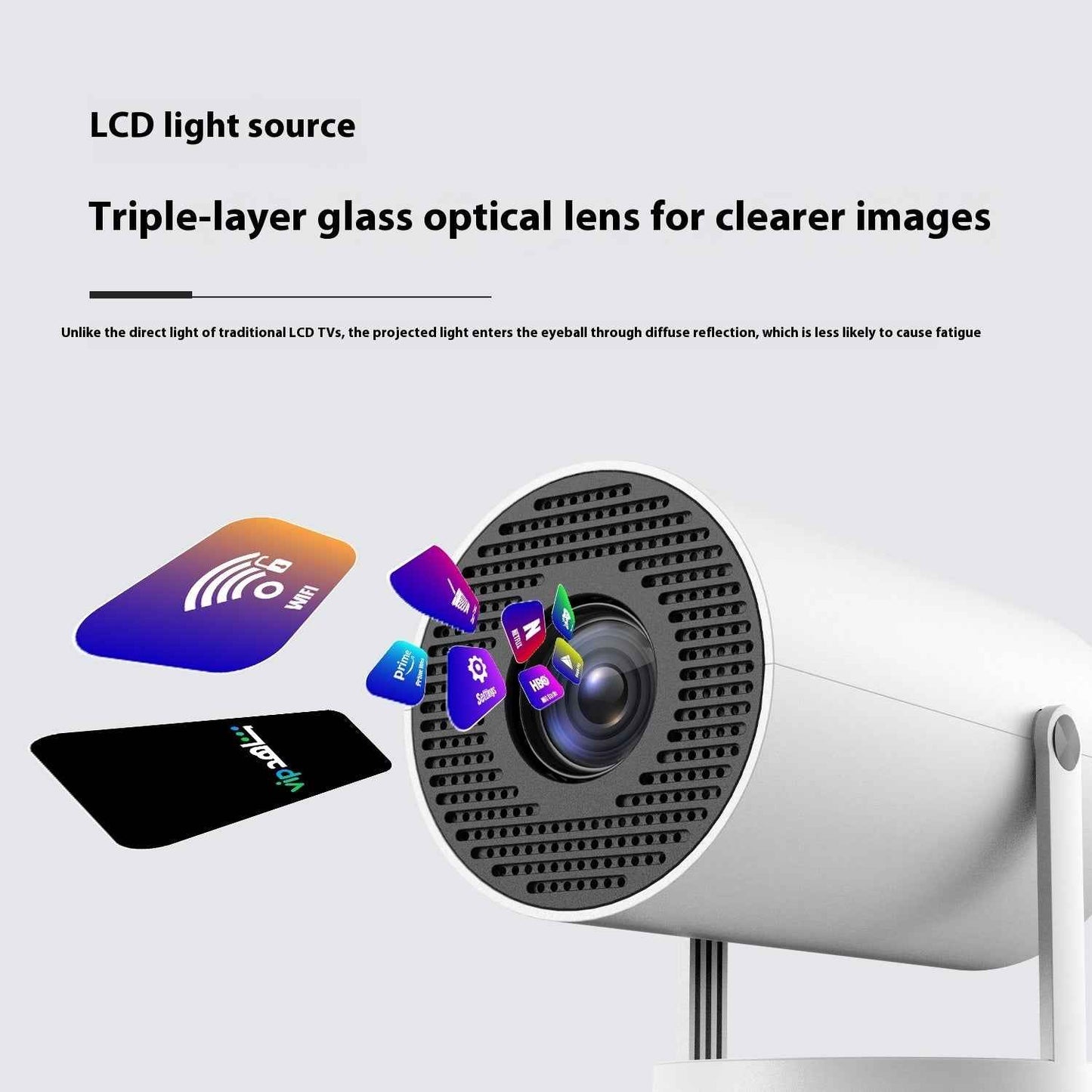 Portable 180° Smart Home Video Projector with Auto-Focus