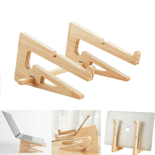 Ergonomic Laptop Stand – Wooden - close-up detail view