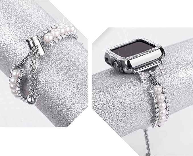 Waterproof Smart Watch – Pearl Bracelet Band - side angle view