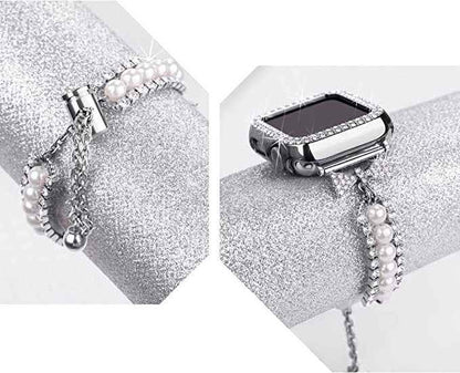 Waterproof Smart Watch – Pearl Bracelet Band - side angle view