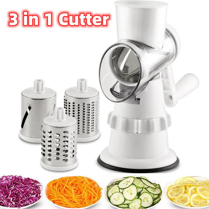 Quick-Prep 3-in-1 Rotary Vegetable Slicer & Grater