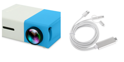 1080p Portable Mini Projector – 1080p - packaging and contents
