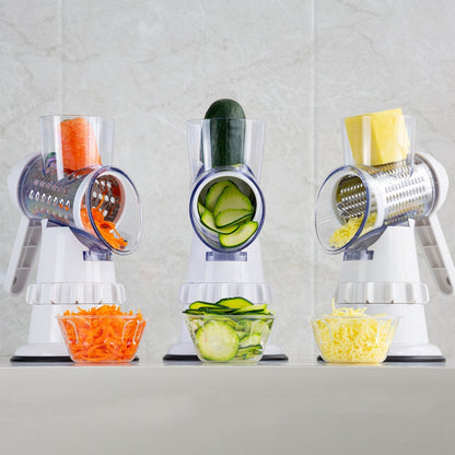 Quick-Prep 3-in-1 Rotary Vegetable Slicer & Grater