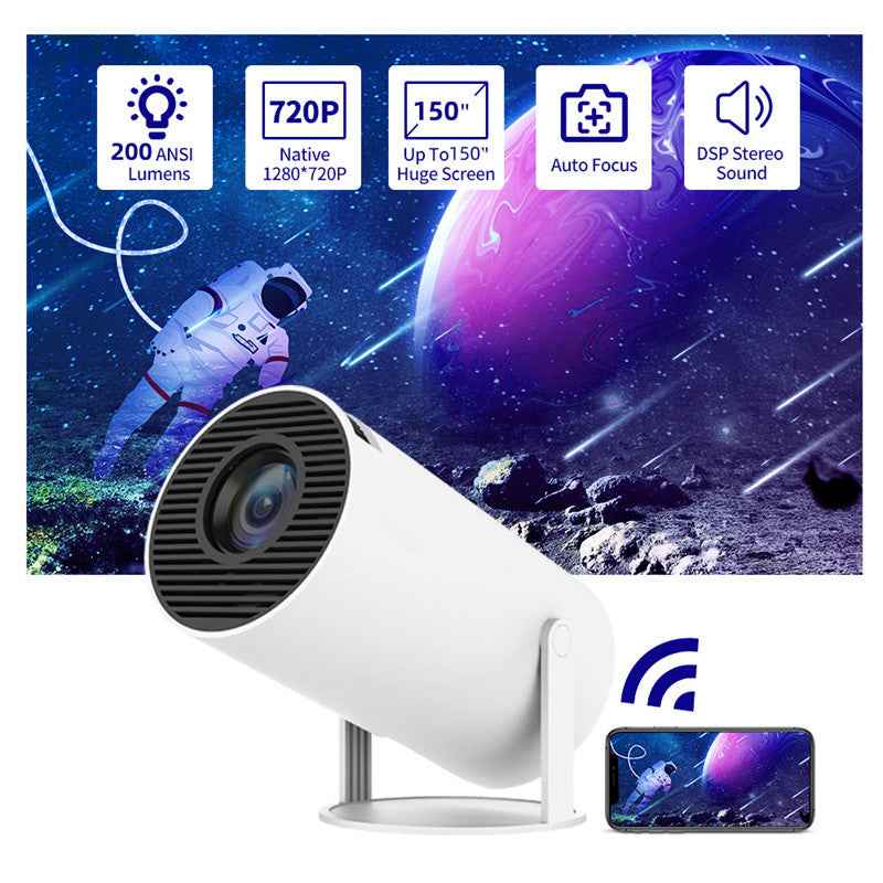 Portable 180° Smart Home Video Projector with Auto-Focus