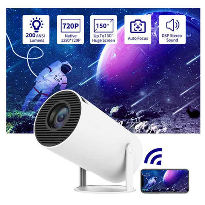 Portable 180° Smart Home Video Projector with Auto-Focus