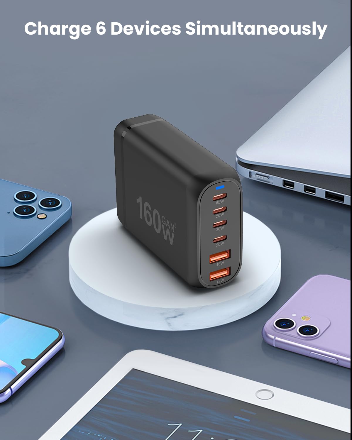 160w Fast Charging Wireless Charger – 160w Usb-C Charger - back panel view