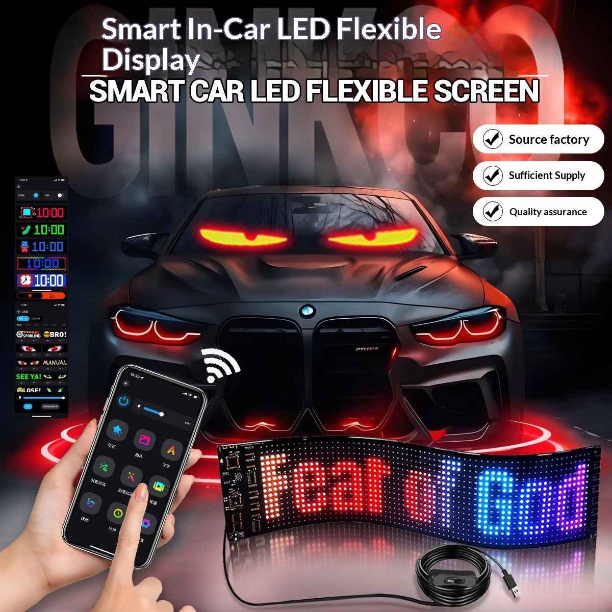 LED Flexible Car Display | App & Voice Control Devil Eyes
