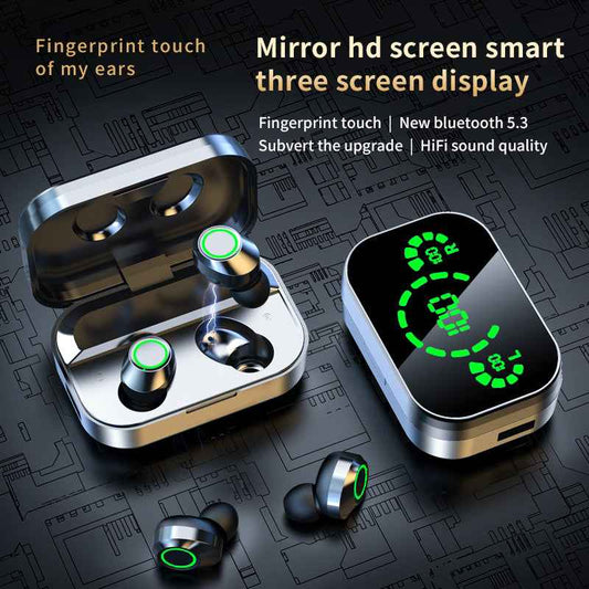 TWS Wireless Bluetooth Earbuds with Smart LED Display & Breathing Light.