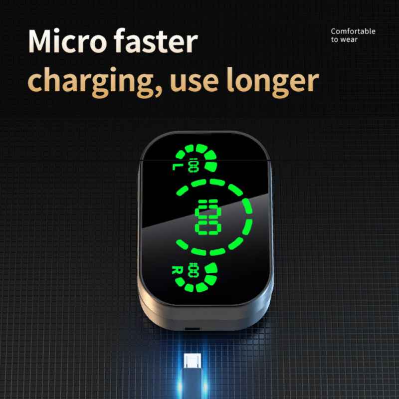 TWS Wireless Bluetooth Earbuds with Smart LED Display & Breathing Light.