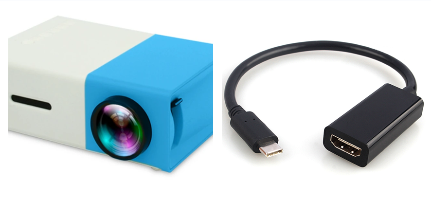 1080p Portable Mini Projector – 1080p - back panel view