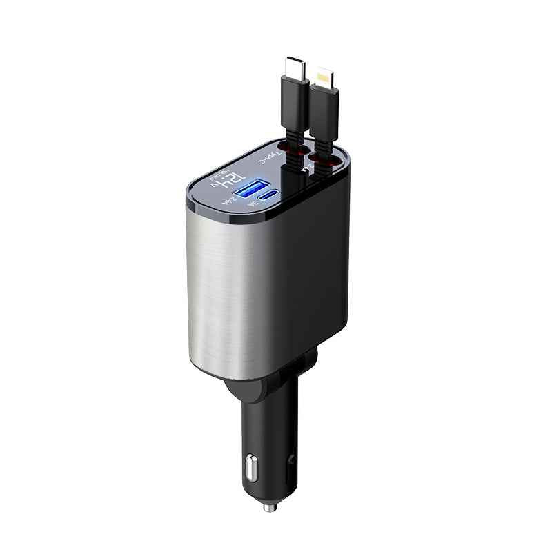 100W Dual-Port Metal Car Charger (USB & Type-C Fast Charging)